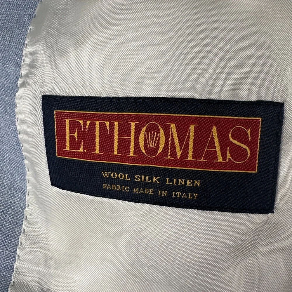 Suitsupply Lazio Sport Coat Mens 52(44 US)Blue Slim EThomas Wool‎ Silk Linen